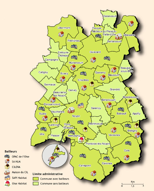 Cartographie des logements sociaux du territoire noyonnais